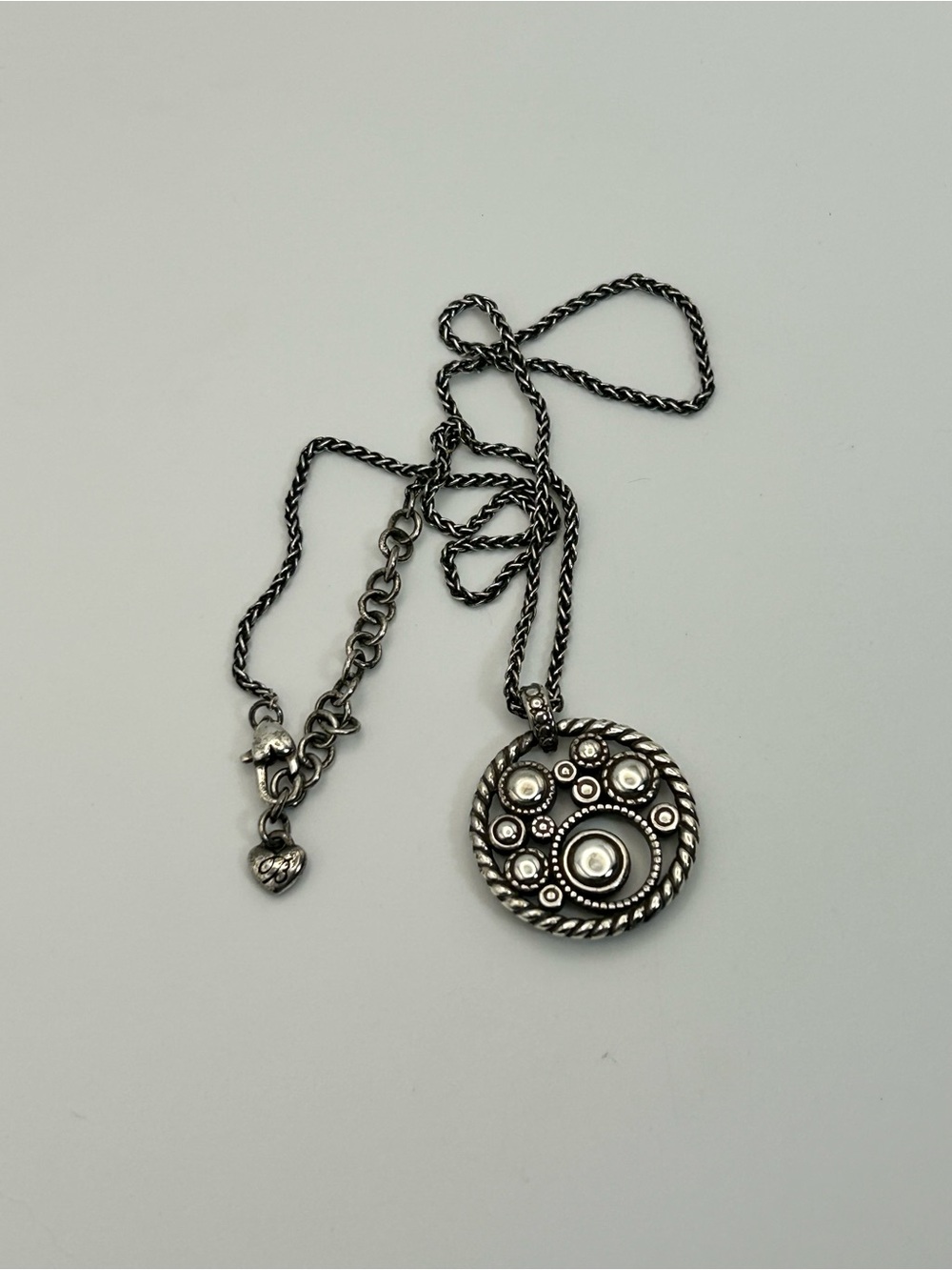 Brighton Halo Necklace Silver Plated 18" Blue Purple Crystals Round Pendant - Picture 6 of 10